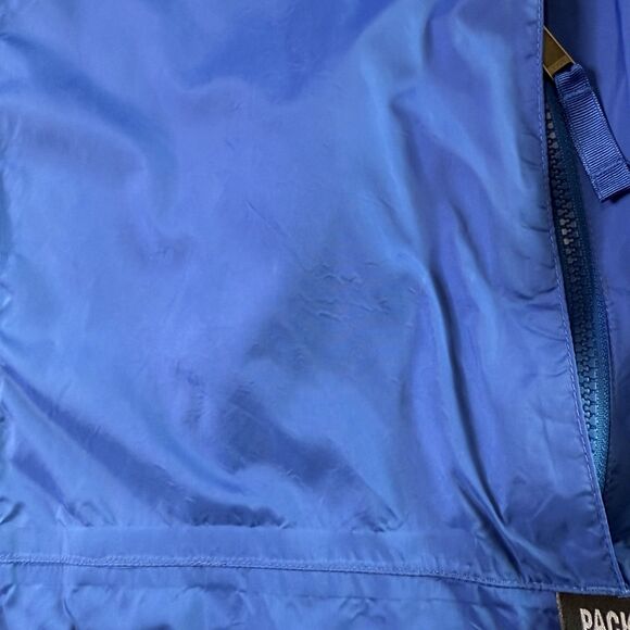 Cabela's Mens M Blue Full Zip Hooded Packable Windbreaker Jacket *Stained* - Picture 7 of 16